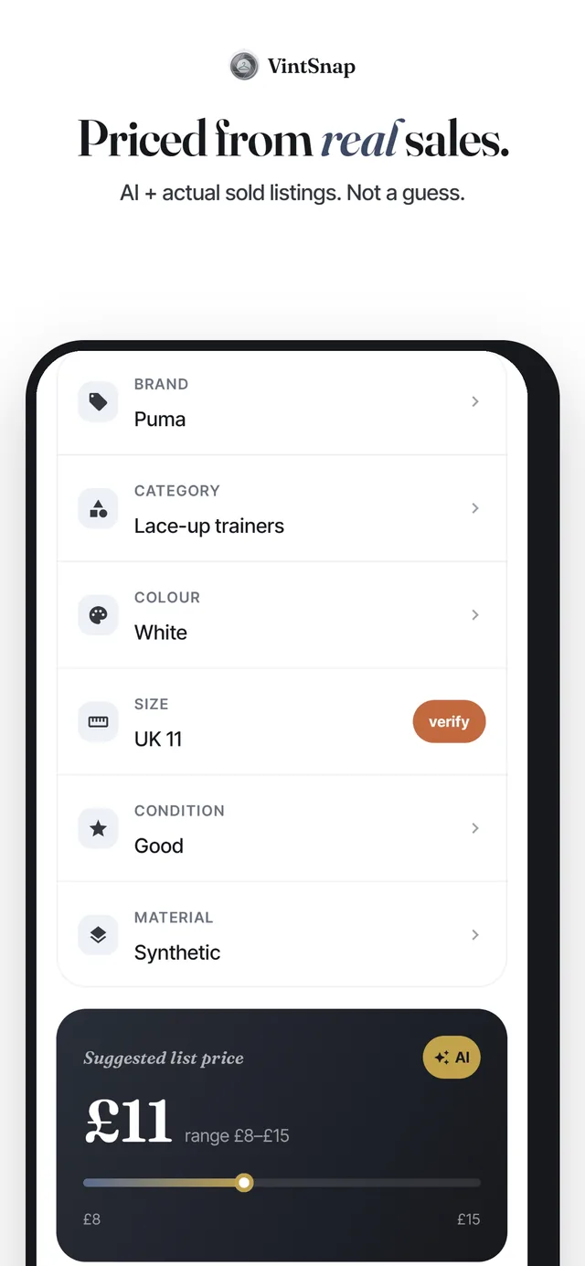 VintSnap: Priced from real sold listings