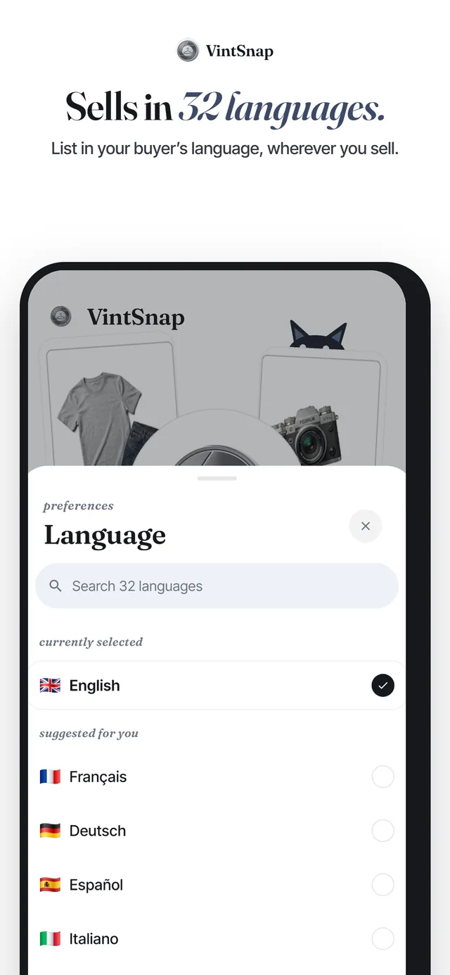 VintSnap: Listing languages