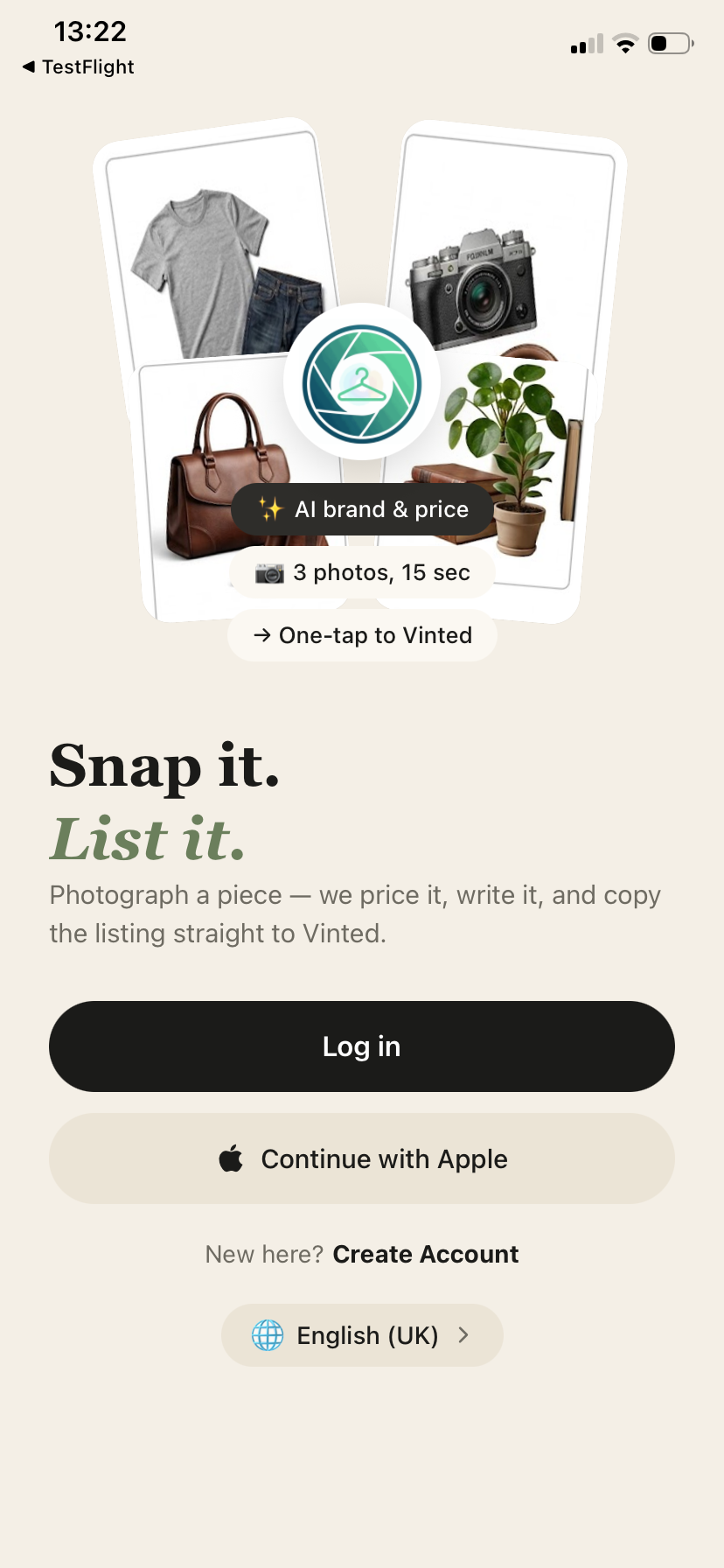 VintSnap app screenshot