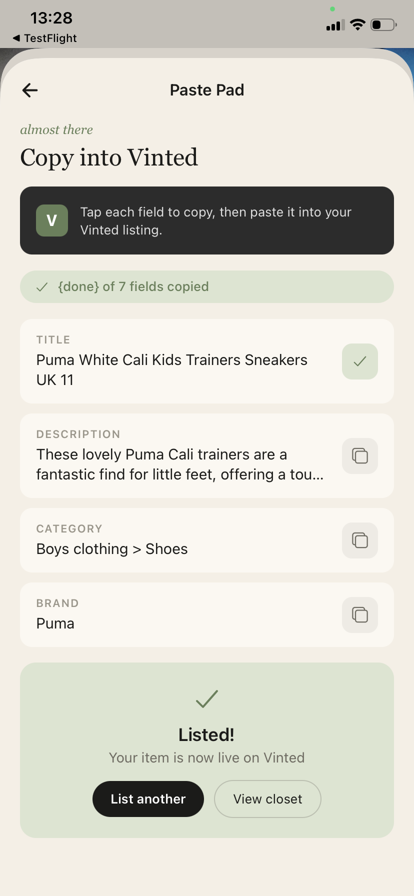 VintSnap screenshot